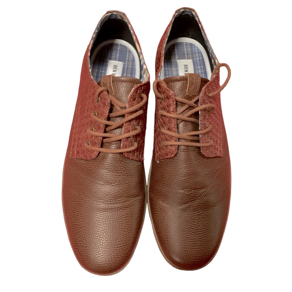 Ben Sherman Parnell Woven Faux Leather Cognac Lace Up Oxford Shoes Men’s Size 12